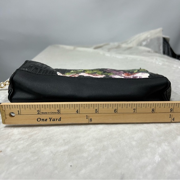Steve Madden Black Floral Logo Printed Chain Strap Crossbody Roses Shoulder Bag - Picture 7 of 15